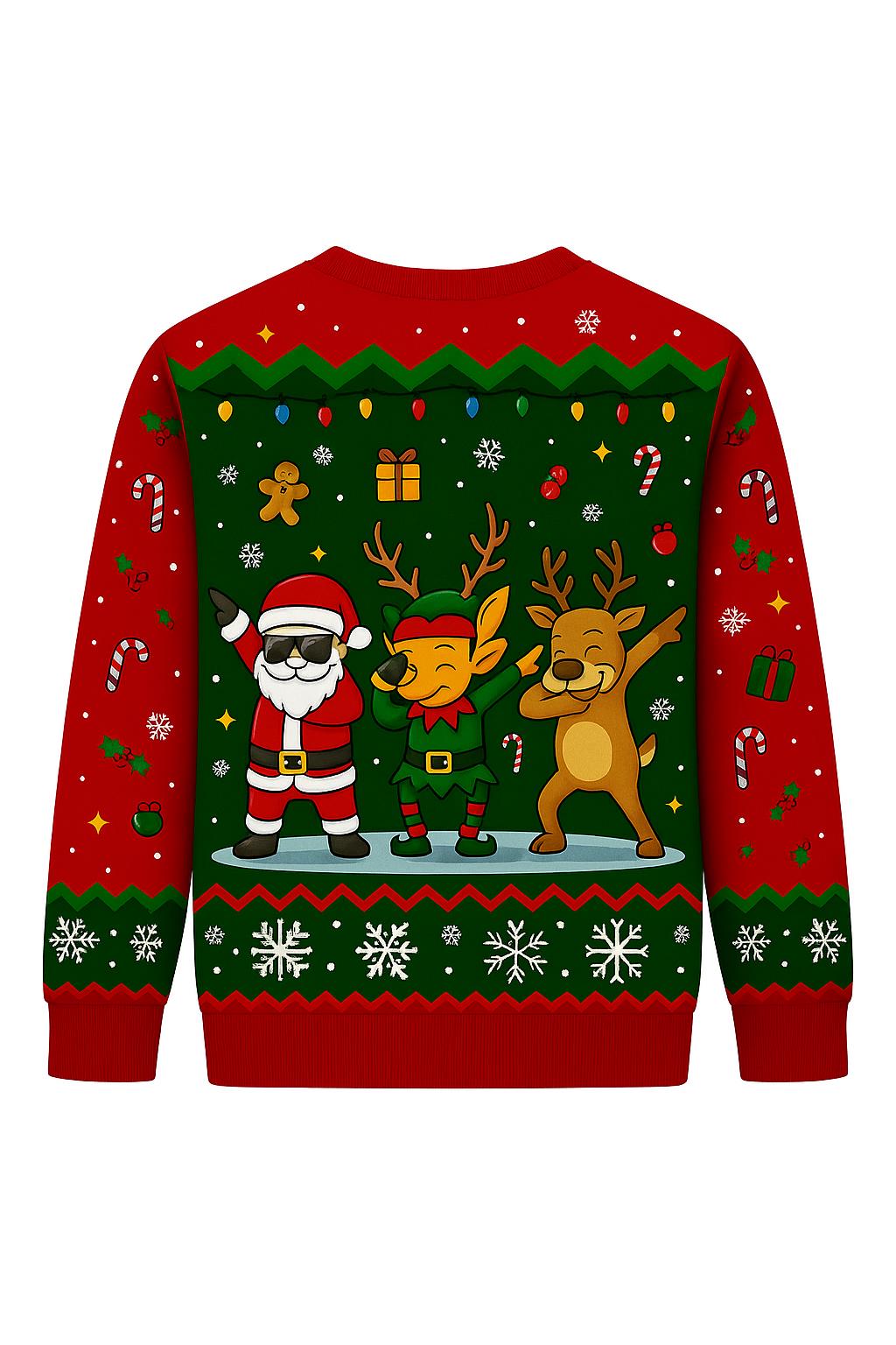 Ugly Christmas Sweater Funny Dab, Santa Elf Reindeer Xmas Sweatshirt, Holiday Party Outfit, Novelty Winter Gift Pullover