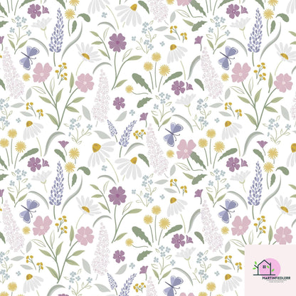 Wildflower Meadow Wrapping Paper: Pastel Floral Print, Eco-Friendly