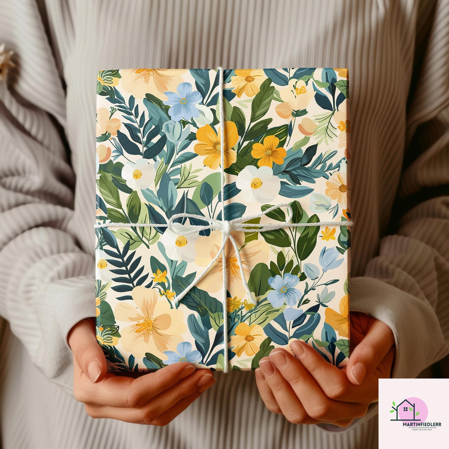 Tropical Floral Wrapping Paper: Vibrant Botanical Print on Eco-Friendly Matte Paper