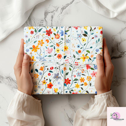 Blooming Garden Wrapping Paper: Modern Botanical Art, Compostable