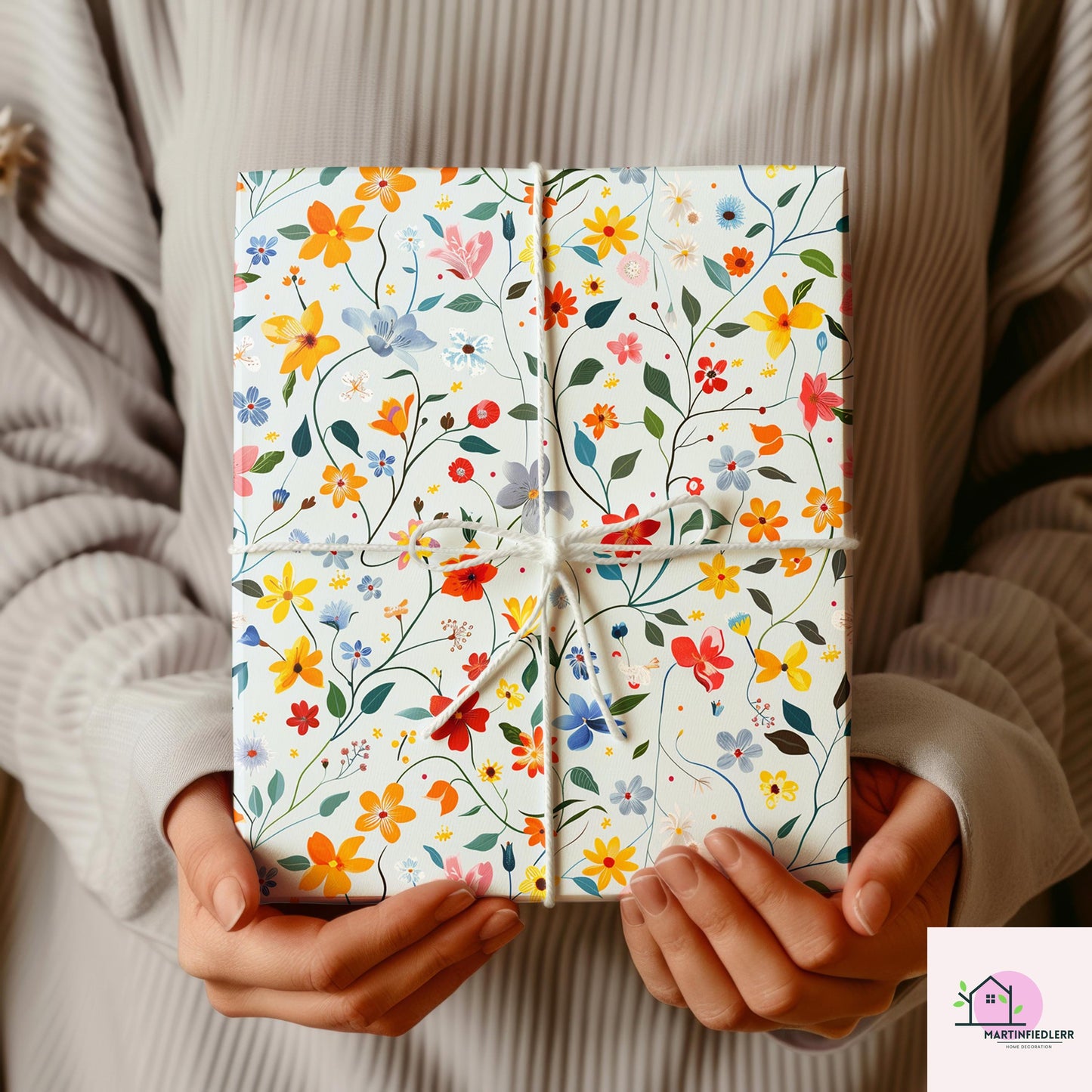 Blooming Garden Wrapping Paper: Modern Botanical Art, Compostable