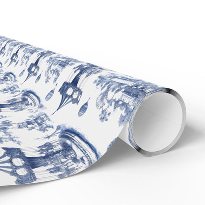 Carousel Toile Wrapping Papers - Boys Baby Blue Gift Wrap, Baby Showers and Birthdays