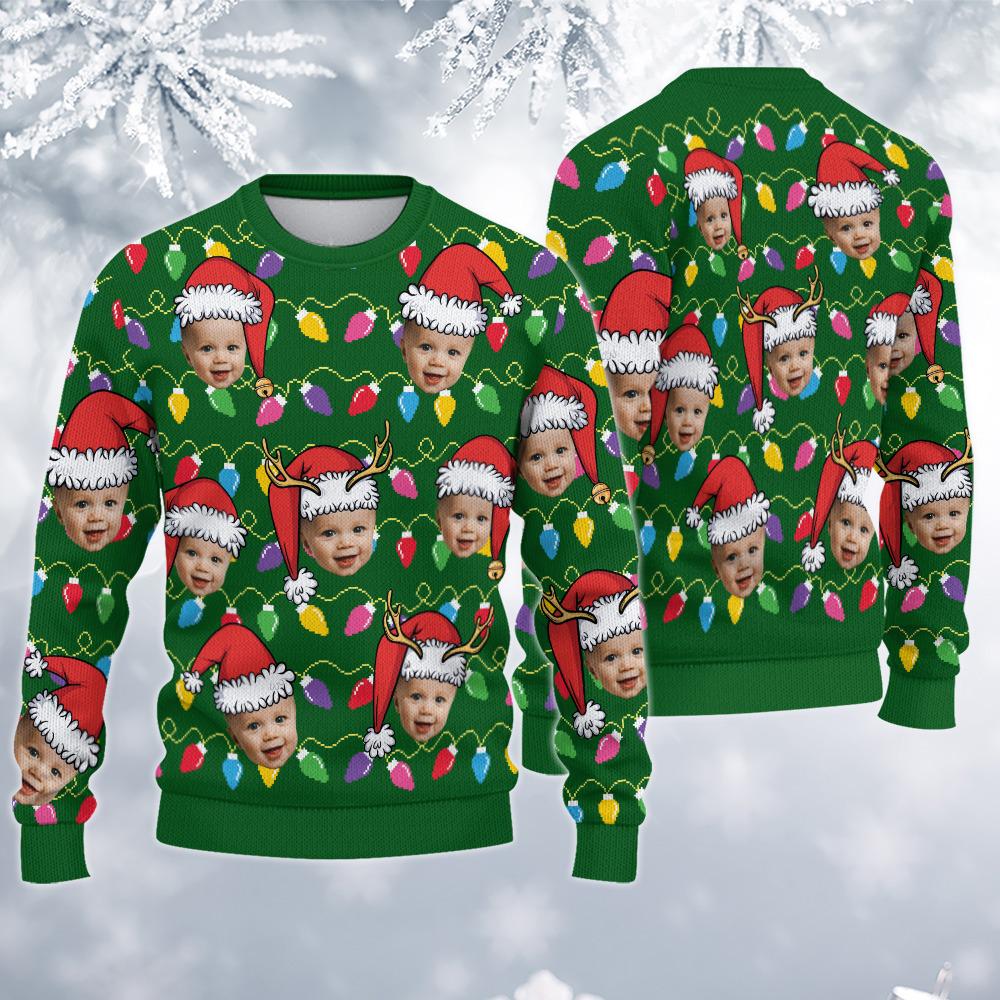 Personalized Photo Face Christmas Ugly Sweatshirt, Custom Family Xmas Gift, Funny Holiday Gift, Christmas Gift for Family
