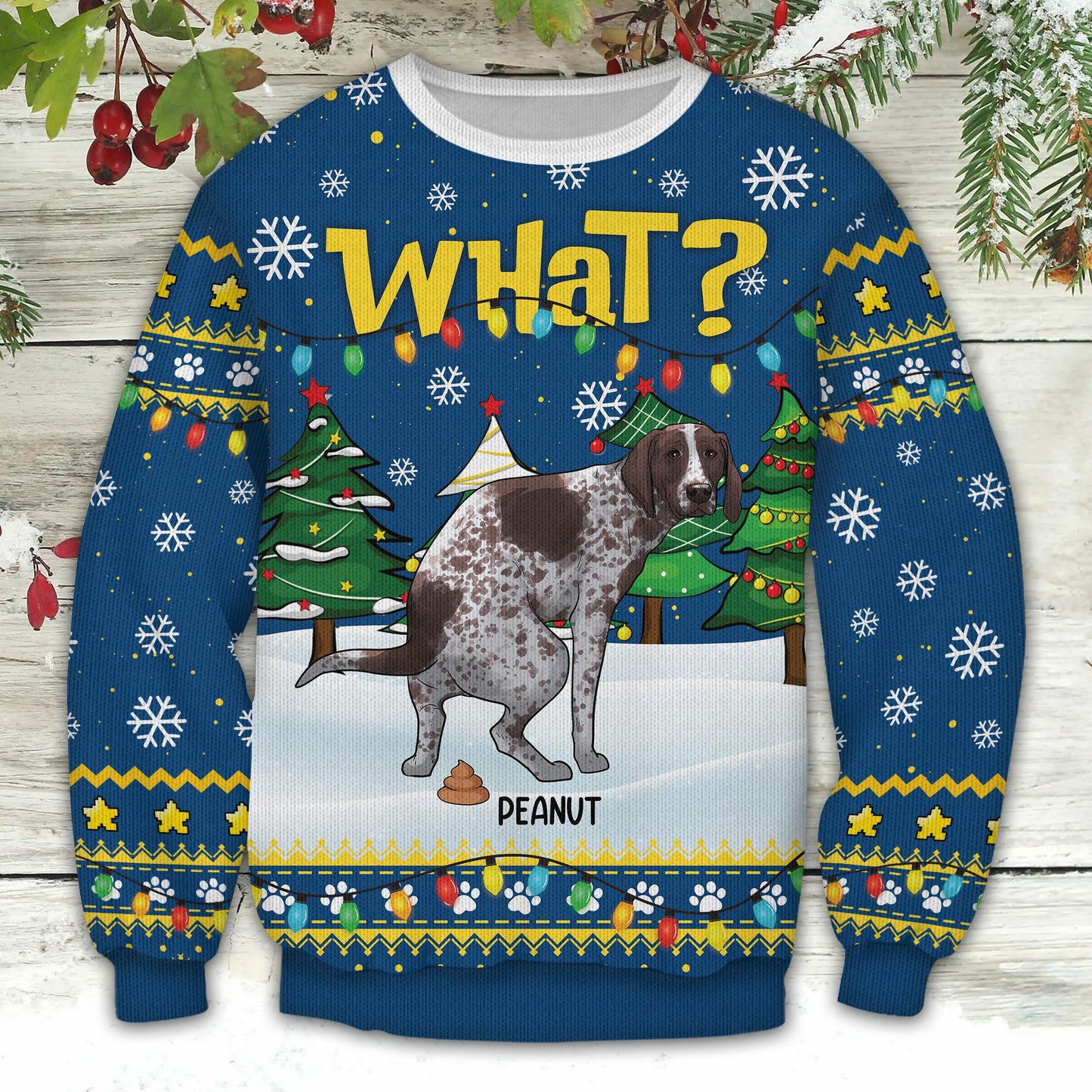 Personalized Funny Pooping Dog Christmas Ugly Sweatshirt, Gift for Dog Lovers, Holiday Sweatshirt, Christmas Gift, Funny Xmas Gift