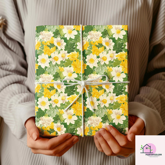 Cottagecore Sunny Garden Wrapping Paper: Biodegradable Fiber