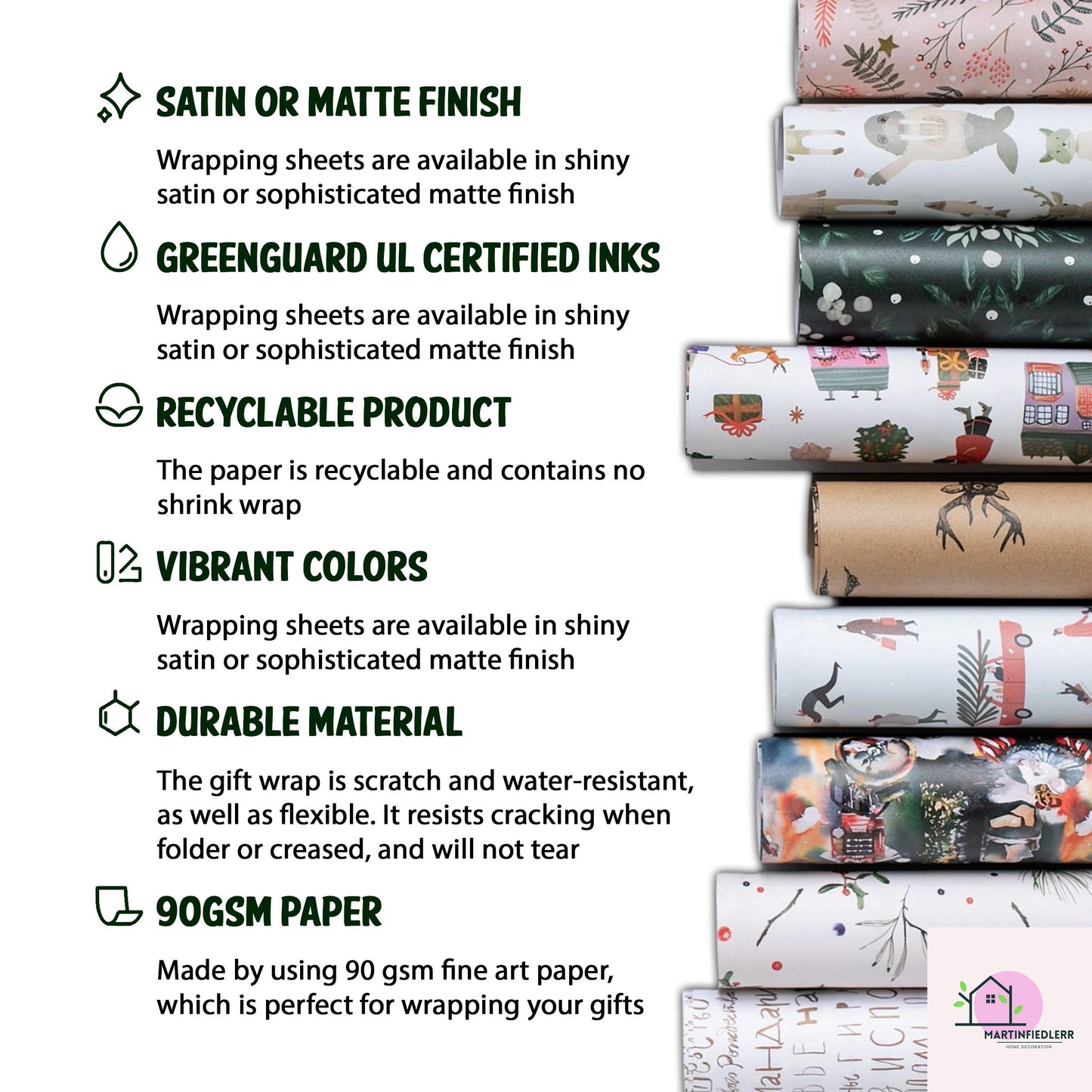 Pastel Cartoon Floral Wrapping Paper: Recycled Smooth Paper