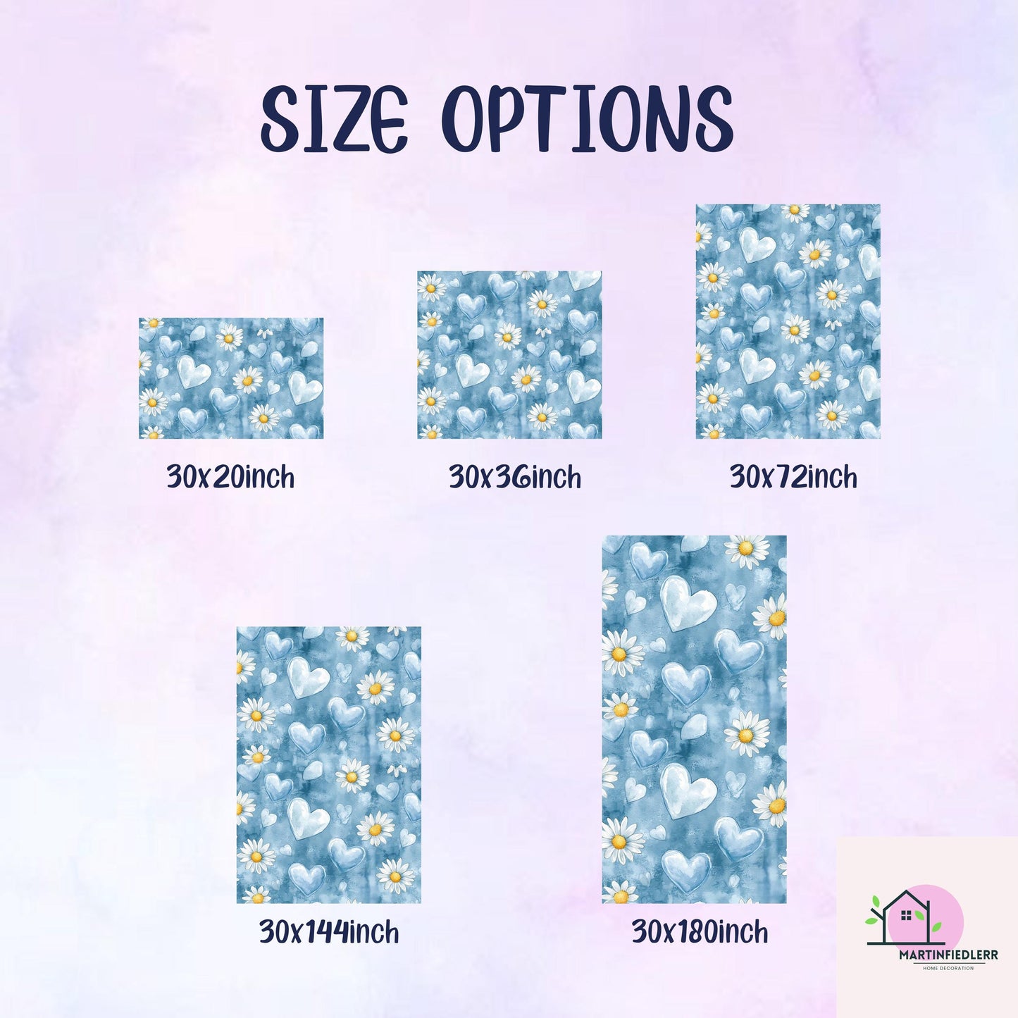 Blue Heart Daisy Wrapping Paper: Plant-Based Cotton Paper, Romantic Watercolor Style, Wedding Anniversary Gift Wrapping Paper