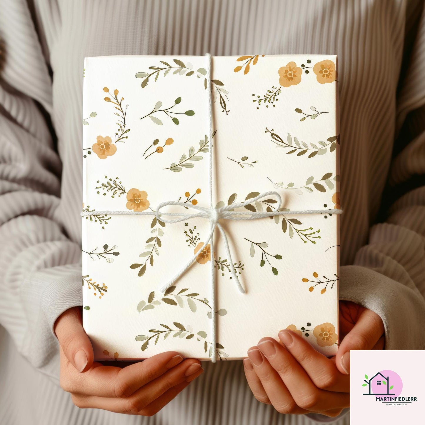 Rustic Leaf Wrapping Paper: Recycled Fiber, Botanical Autumn Style
