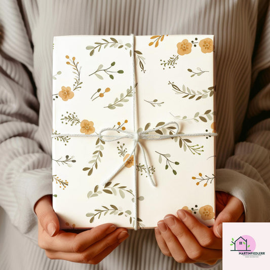 Rustic Leaf Wrapping Paper: Recycled Fiber, Botanical Autumn Style