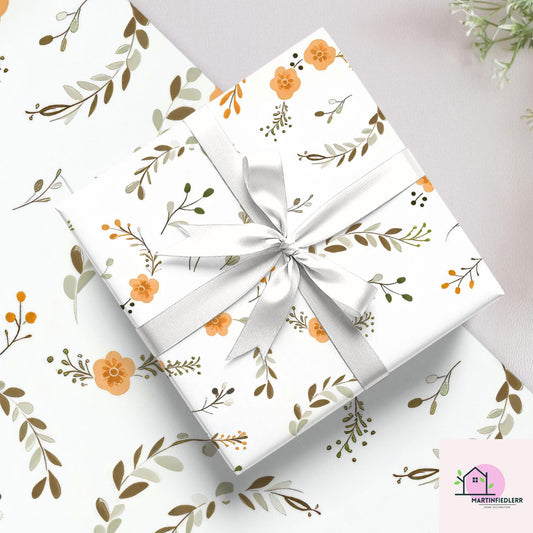 Rustic Leaf Wrapping Paper: Recycled Fiber, Botanical Autumn Style