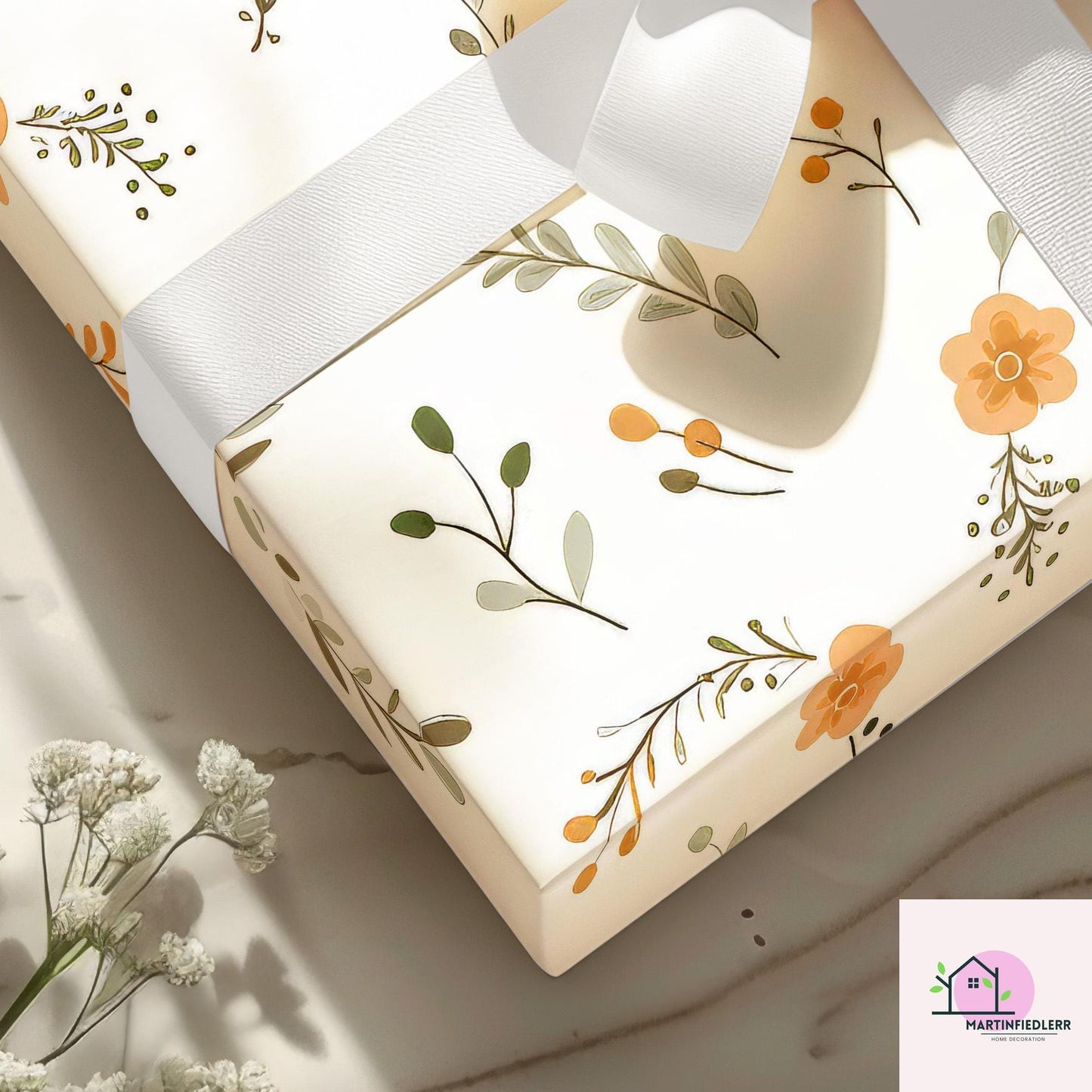 Rustic Leaf Wrapping Paper: Recycled Fiber, Botanical Autumn Style