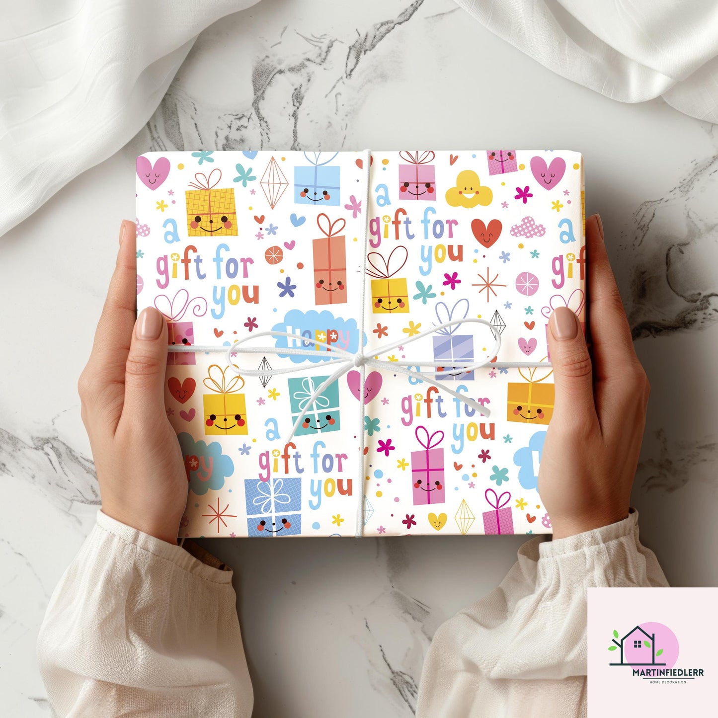 Recycled Cartoon Present Gift Wrapping Paper: Kids Birthday Party