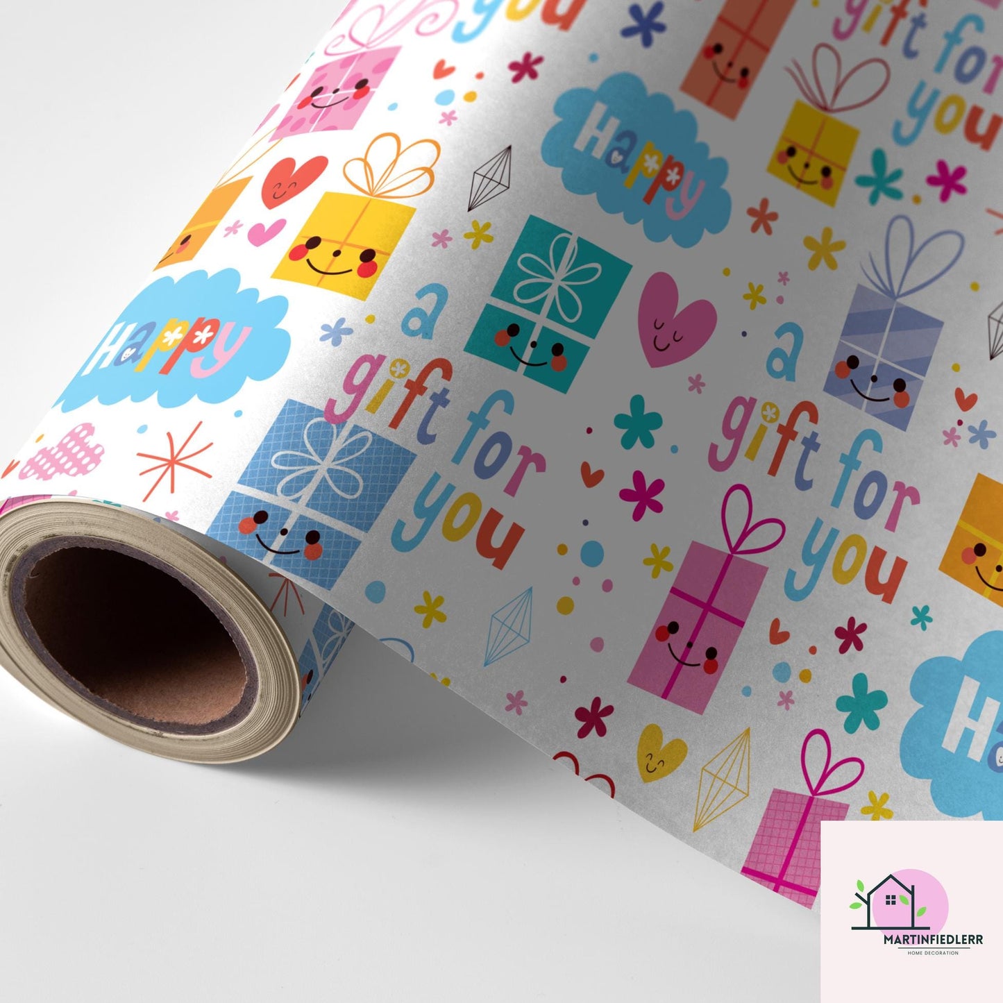Recycled Cartoon Present Gift Wrapping Paper: Kids Birthday Party