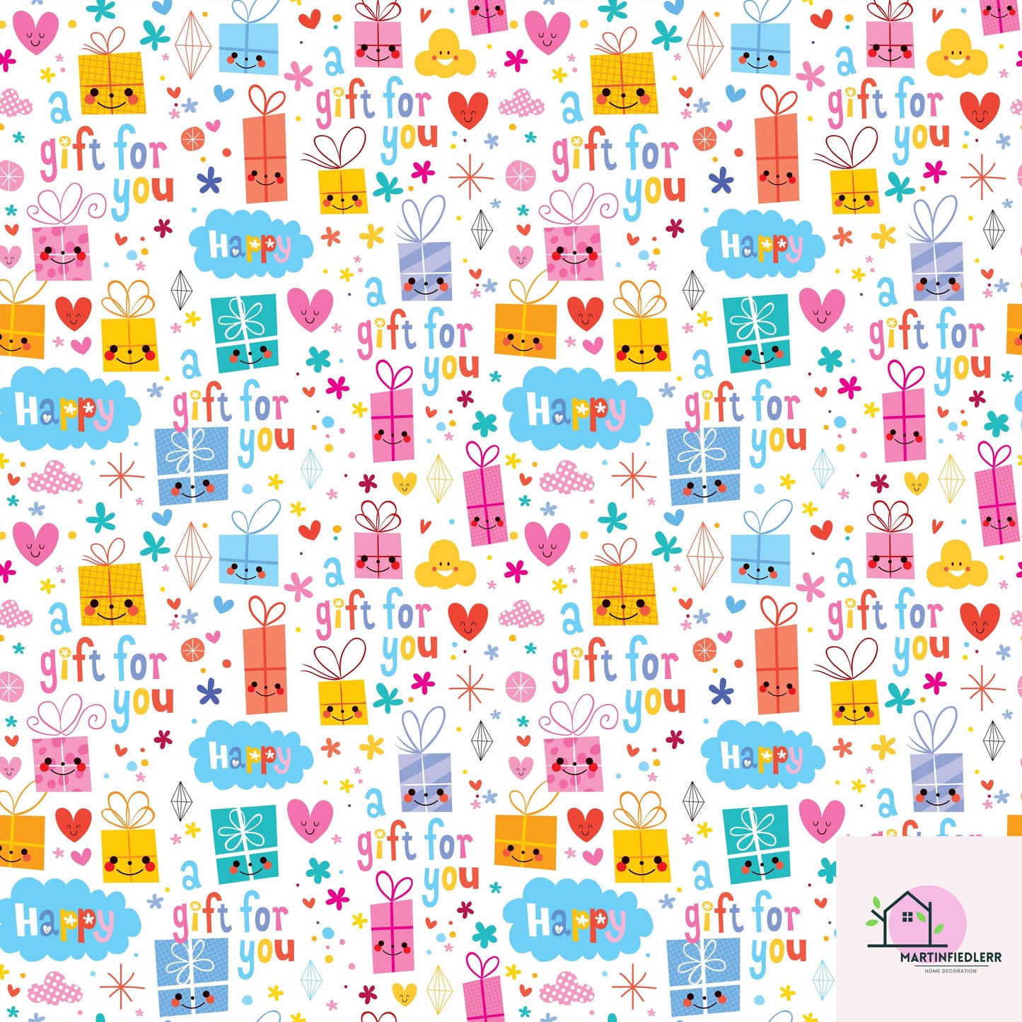 Recycled Cartoon Present Gift Wrapping Paper: Kids Birthday Party