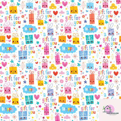 Recycled Cartoon Present Gift Wrapping Paper: Kids Birthday Party