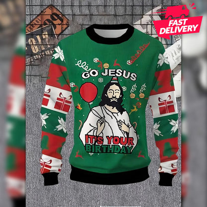 Funny Ugly Christmas Sweatshirt, Jesus Birthday Christmas Ugly Shirt, Family Matching Outfit, Friends Party, Hoodie Christmas Gifts