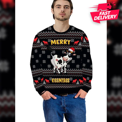 Funny Cow Christmas Sweatshirt, Jesus Birthday Christmas Ugly Shirt, Family Matching Outfit, Friends Party, Hoodie Christmas Gifts For Dad