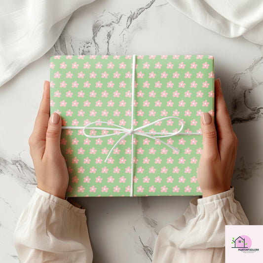 Retro Floral Pastel Meadow Wrapping Paper: Recycled Soft Paper