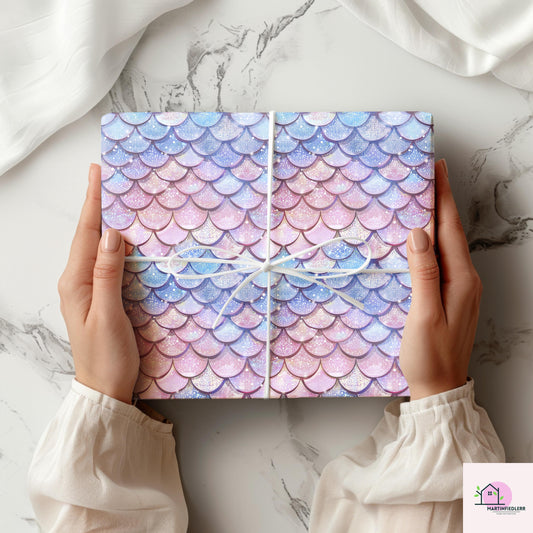 Mermaid Sparkle Wrapping Paper: Compostable Glitter, Ocean Fantasy