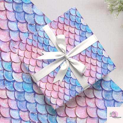Mermaid Sparkle Wrapping Paper: Compostable Glitter, Ocean Fantasy
