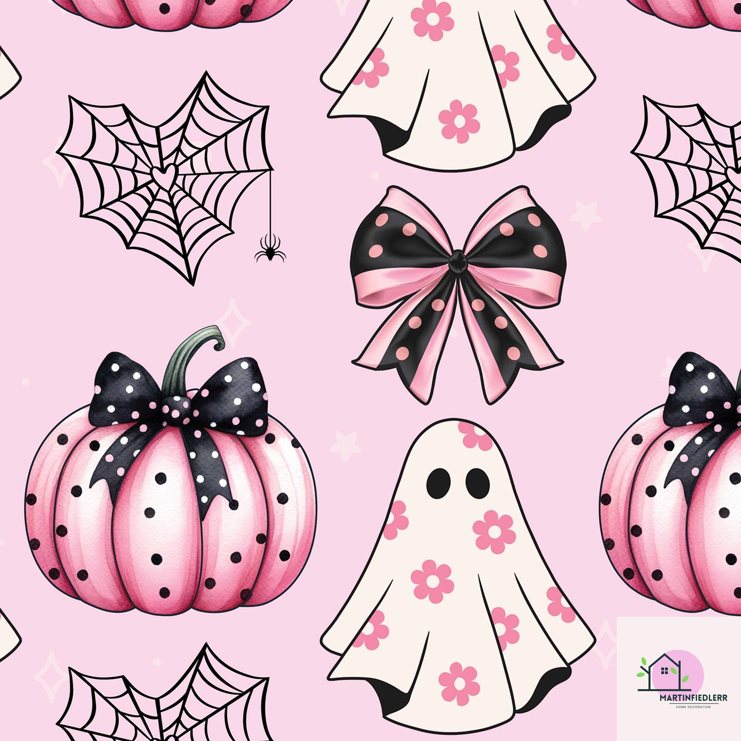Pink Pumpkin Ghost Halloween Wrapping Paper: Pastel Kids Party, Recycled