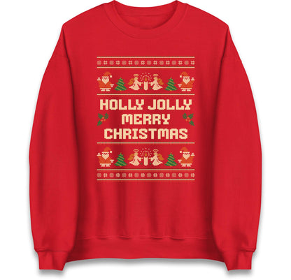 Holly Jolly Christmas Jumper, Xmas Festive Tee Top, Funny Xmas Ugly Jumper, Funny Christmas Hoodie, Xmas Carol Song Sweat Shirt
