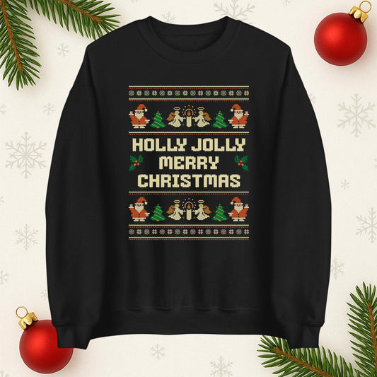 Holly Jolly Christmas Jumper, Xmas Festive Tee Top, Funny Xmas Ugly Jumper, Funny Christmas Hoodie, Xmas Carol Song Sweat Shirt
