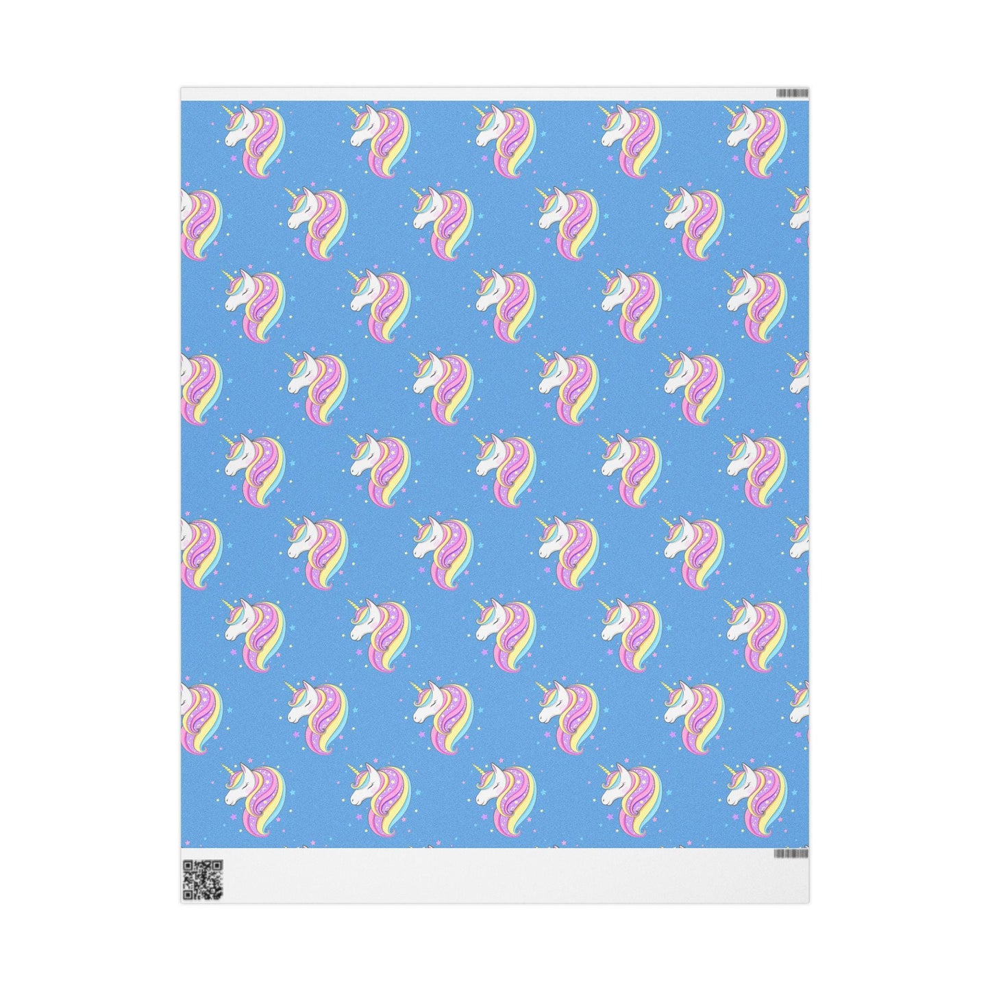 Magical Unicorn Gift Wrap: Blue Kids Wrapping Paper for Parties