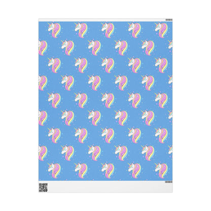 Magical Unicorn Gift Wrap: Blue Kids Wrapping Paper for Parties