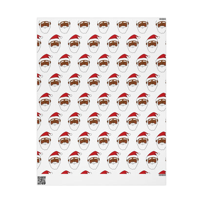 Black Santa Wrapping Paper, Ethnic Santa Gift Wrap, Christmas Holiday Gift Wrap, Festive Santa Claus Wrapping Sheet, Santa Gift Wrap