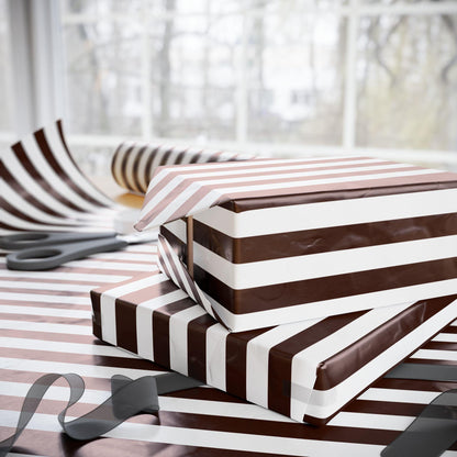 Brown and White Striped Wrapping Paper: Modern Minimalist Gift Wrap