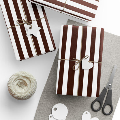 Brown and White Striped Wrapping Paper: Modern Minimalist Gift Wrap