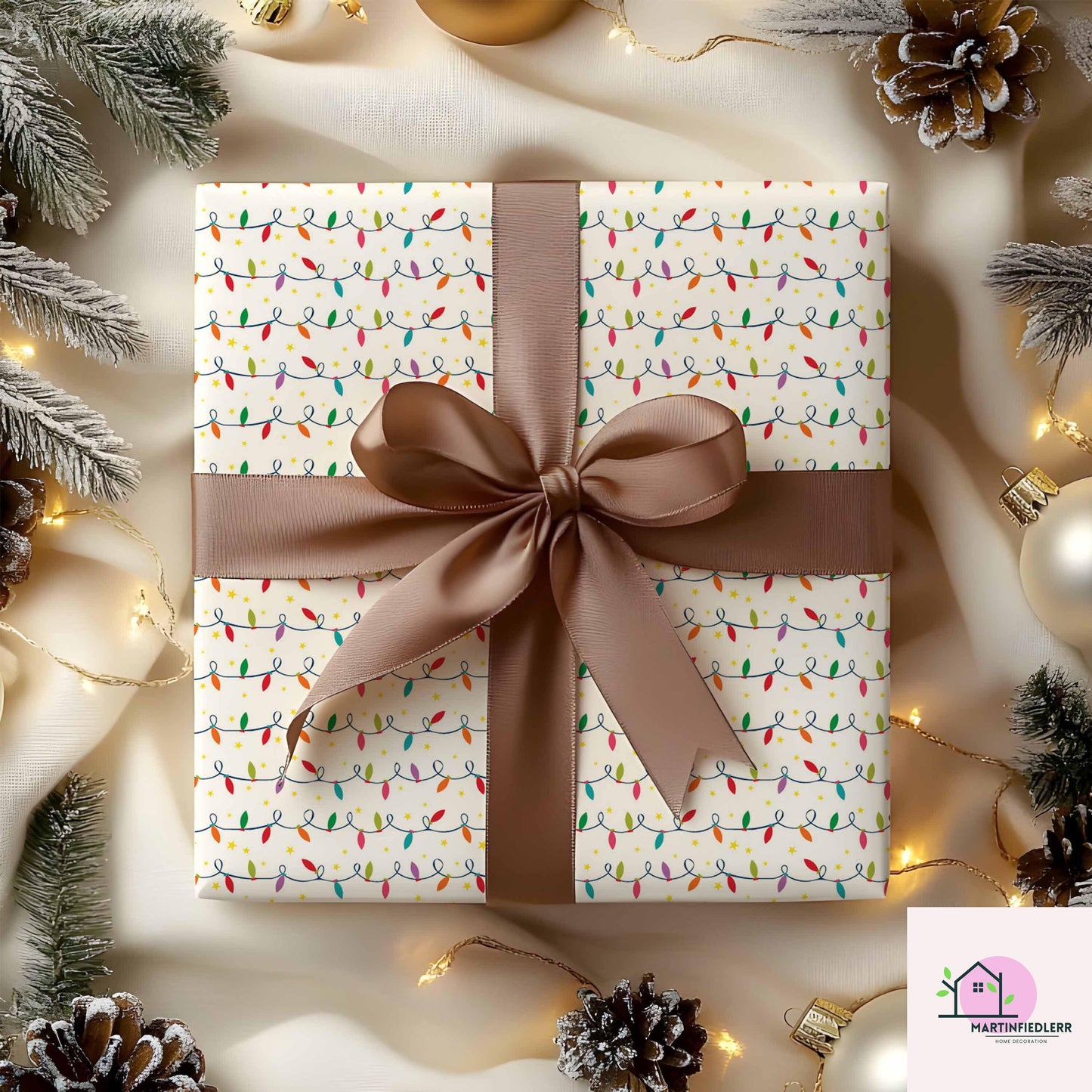 Christmas Lights Wrapping Paper: Festive Holiday Art Paper
