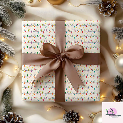 Christmas Lights Wrapping Paper: Festive Holiday Art Paper