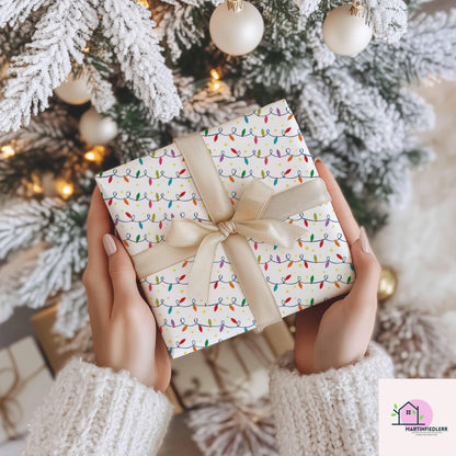 Christmas Lights Wrapping Paper: Festive Holiday Art Paper