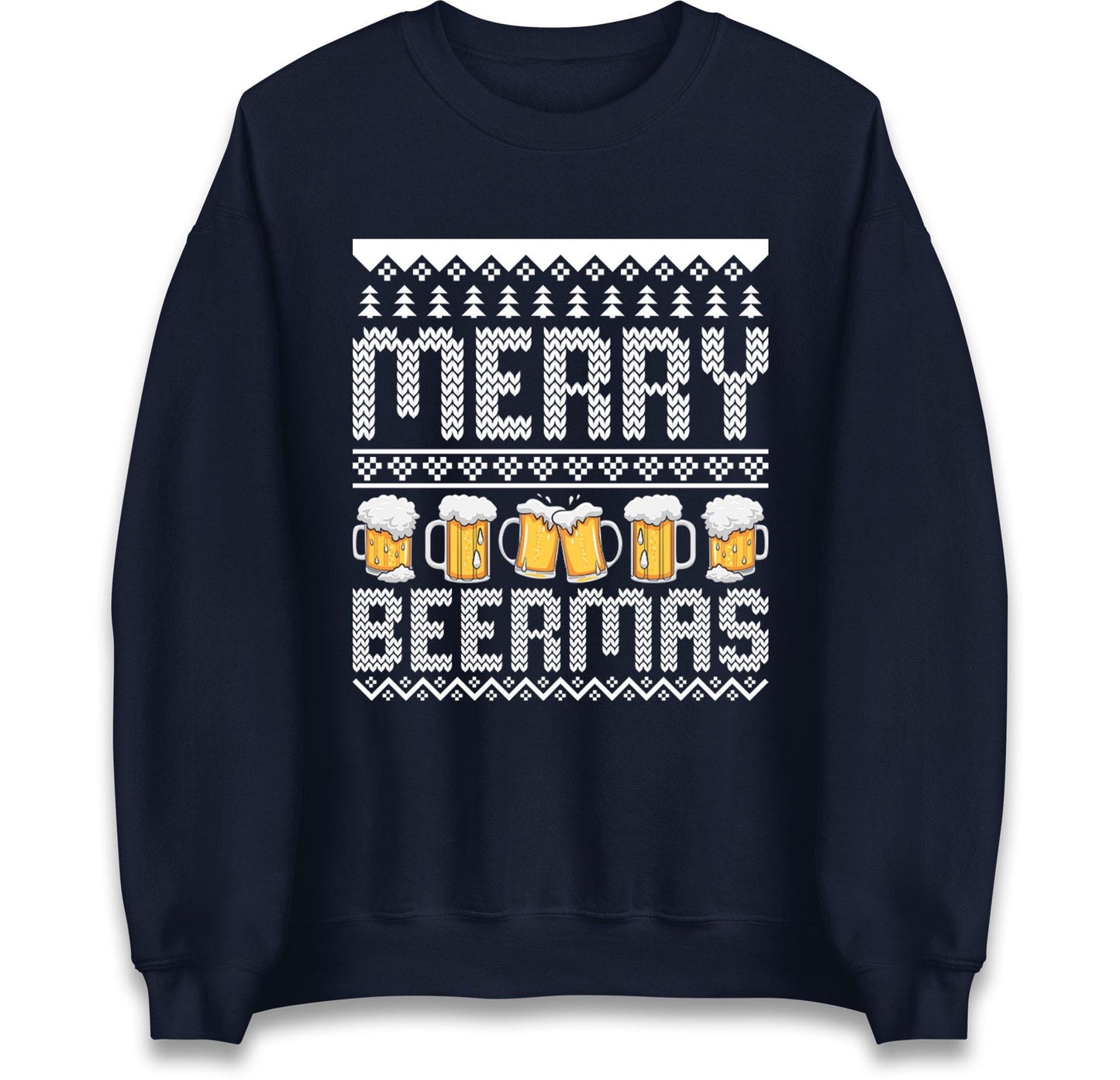 Funny Ugly Christmas Jumper Merry Beermas Beer Lover, Funny Xmas Drinking Hoodie, Alcohol Party Christmas T Shirt, Festive Beer Gift Top