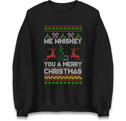 Funny Ugly Christmas Jumper We Whiskey You A Merry Christmas, Funny Xmas Santa Hoodie, Adventure Christmas T Shirt, Festive Gift Top