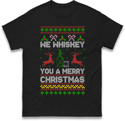 Funny Ugly Christmas Jumper We Whiskey You A Merry Christmas, Funny Xmas Santa Hoodie, Adventure Christmas T Shirt, Festive Gift Top