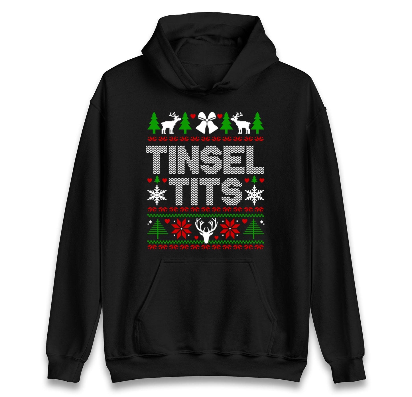 Funny Rude Christmas Jumper Tinsel T*ts, Funny Xmas Santa Hoodie, Adventure Christmas T Shirt, Festive Gift Top