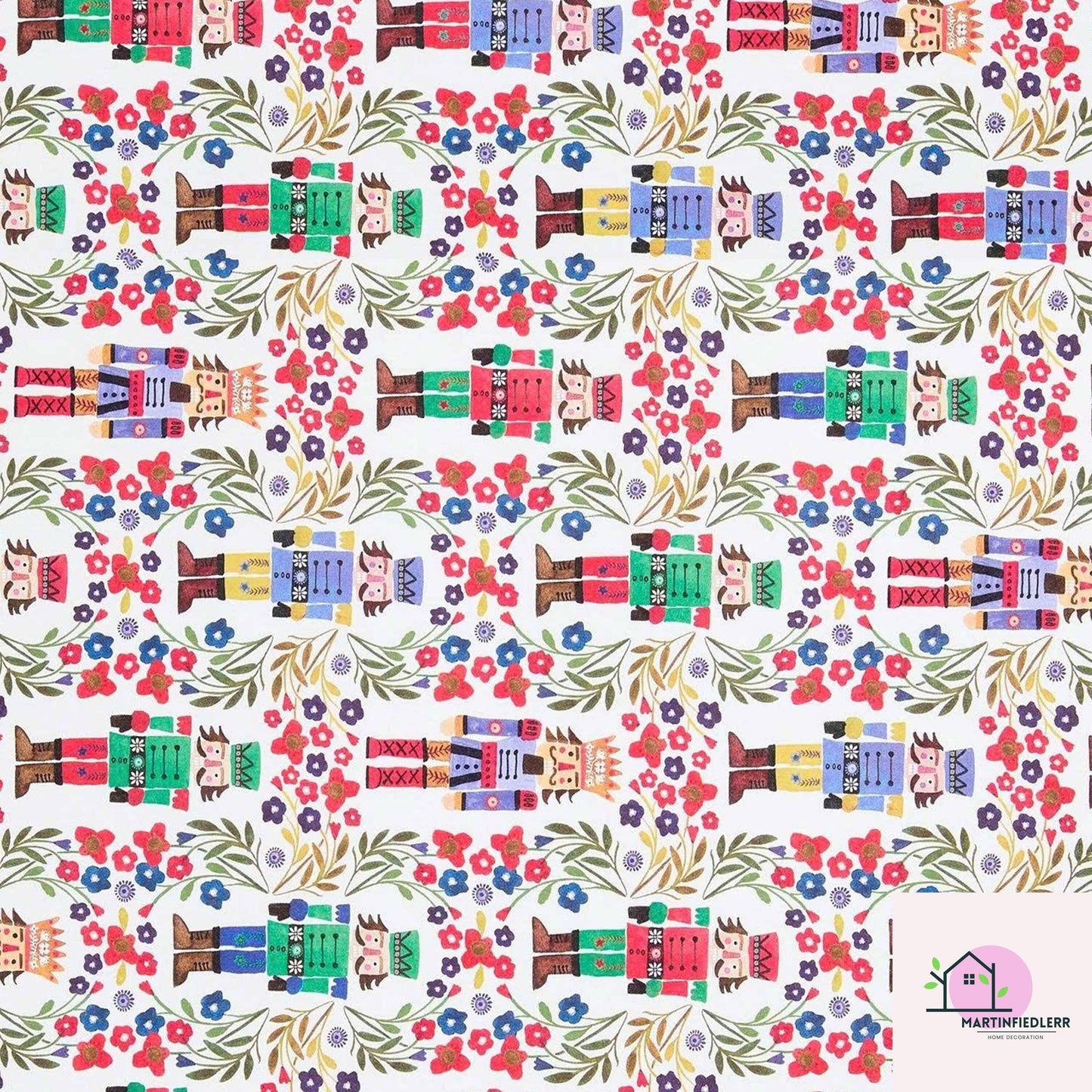 Nutcracker Wrapping Paper: Vintage Floral Toy Soldier, Festive Gift Wrap