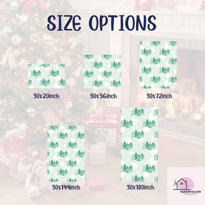 Watercolor Christmas Tree Wrapping Paper, Mint Green Holiday Gift Wrap Sheets, Winter Snow Dot Packaging, Minimal Festive Nature Style