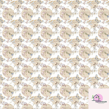 Boho Butterfly Wrapping Paper: Beige Wildflower Gift Wrap