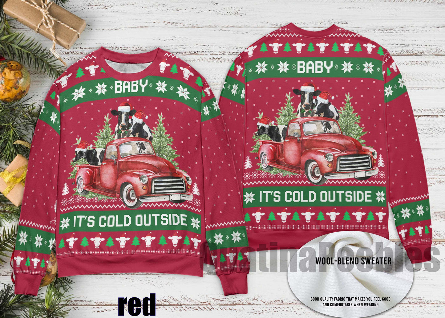 Baby It’s Cold Outside Funny Cow Ugly Christmas Sweater, Baby It’s Cold Outside  Ugly Christmas Sweater,  Xmas Sweater, Gift For Men Women