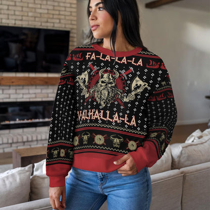 Funny Viking Falalalala Valhallala Ugly Christmas Sweater, Viking Reindeer Holiday Sweater, Norse Mythology Xmas Gift, Idea Gifts Christmas