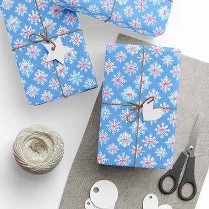 Blue Snowflake Wrapping Paper | Winter Gift Wrap | Christmas Snowflake Paper | Holiday Gift Wrap | Frosty Blue Xmas Wrapping Sheets