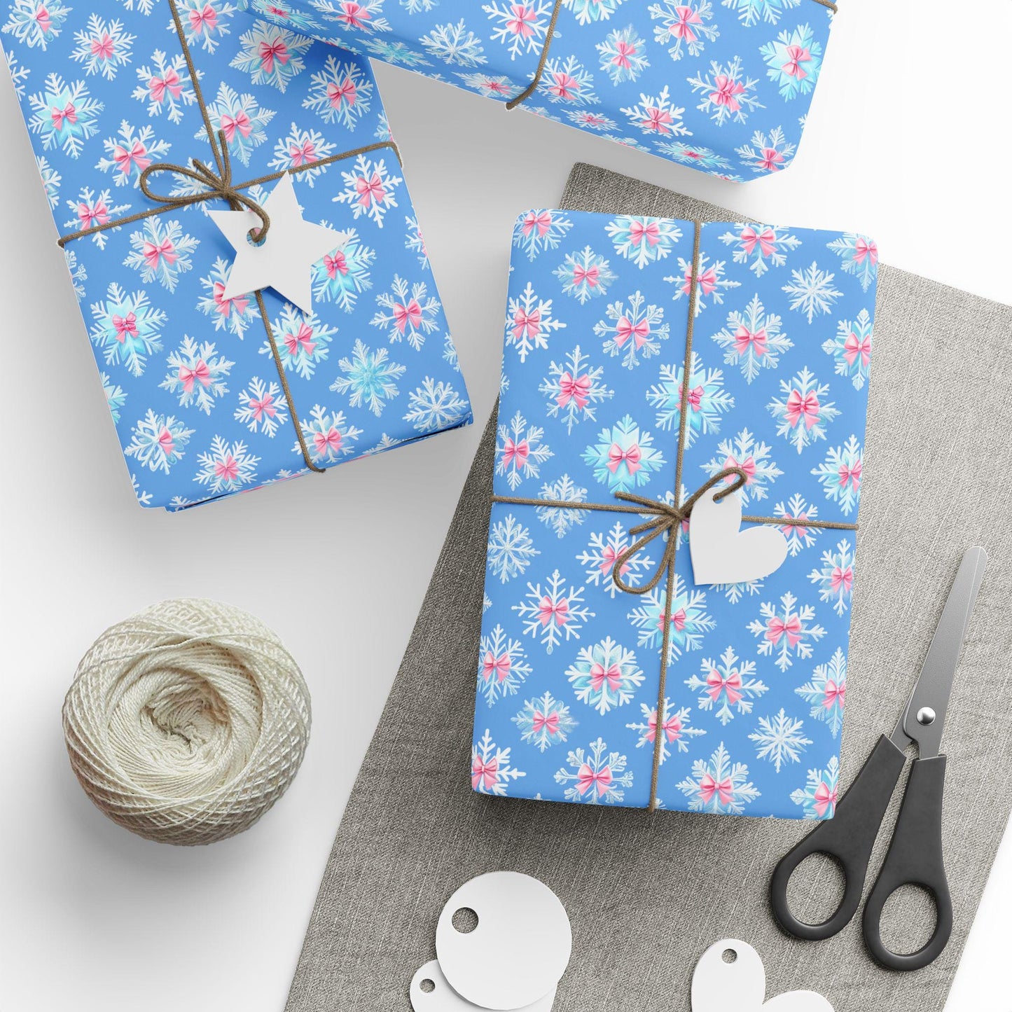 Blue Snowflake Wrapping Paper | Winter Gift Wrap | Christmas Snowflake Paper | Holiday Gift Wrap | Frosty Blue Xmas Wrapping Sheets