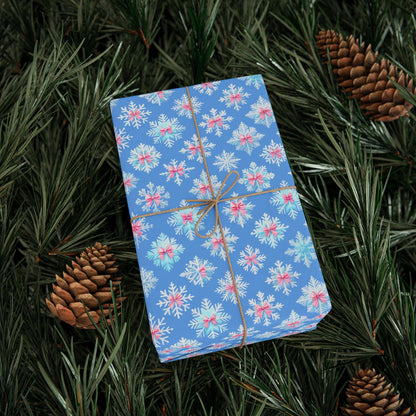 Blue Snowflake Wrapping Paper | Winter Gift Wrap | Christmas Snowflake Paper | Holiday Gift Wrap | Frosty Blue Xmas Wrapping Sheets