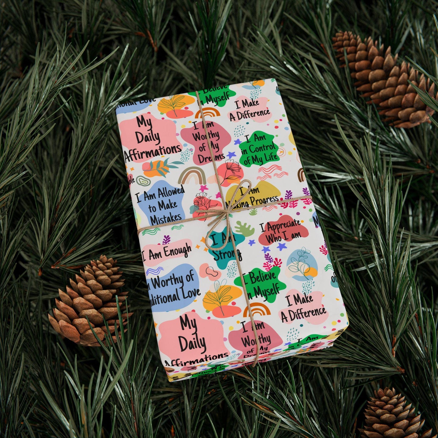 Positive Affirmation Wrapping Paper | Motivational Gift Wrap | Self Love Quote Paper | Inspirational Wrapping | Mental Health Gift Wrap