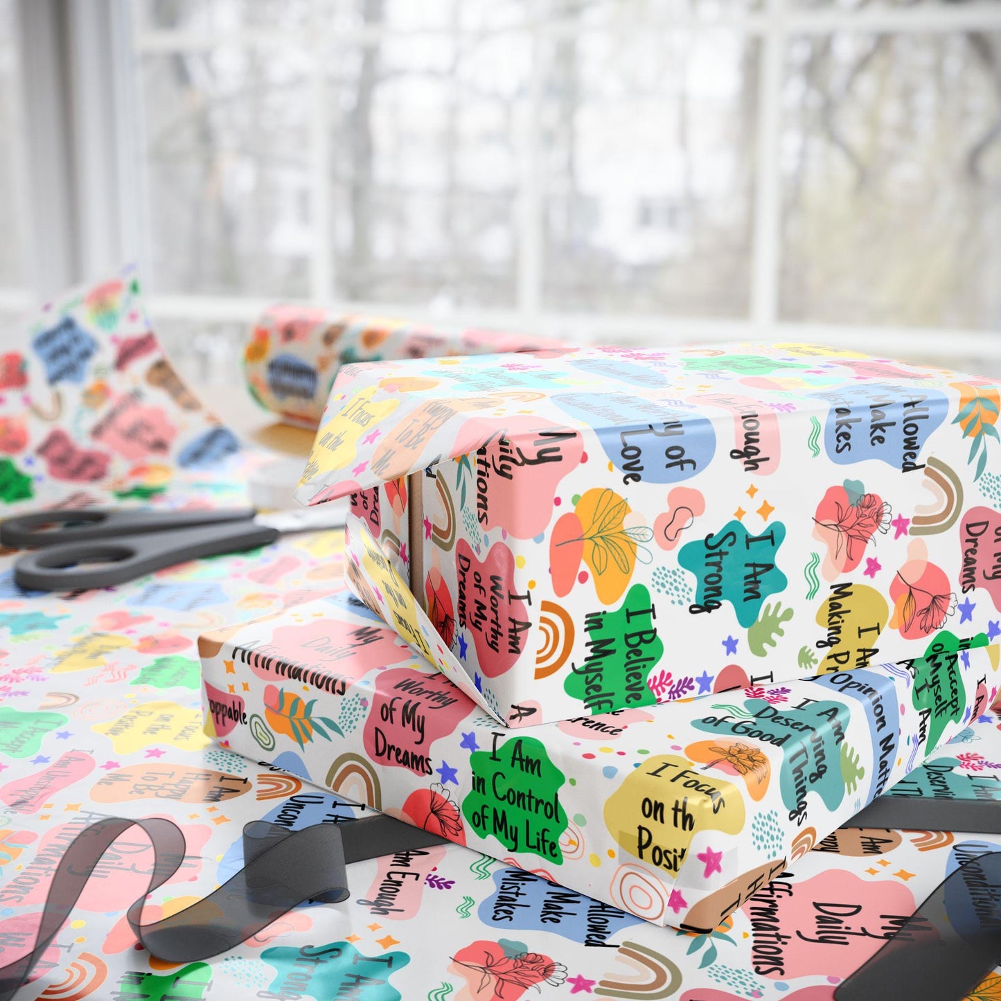 Positive Affirmation Wrapping Paper | Motivational Gift Wrap | Self Love Quote Paper | Inspirational Wrapping | Mental Health Gift Wrap