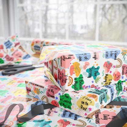 Positive Affirmation Wrapping Paper | Motivational Gift Wrap | Self Love Quote Paper | Inspirational Wrapping | Mental Health Gift Wrap